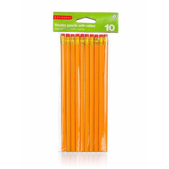Set grafitových ceruziek s gumou, 10ks