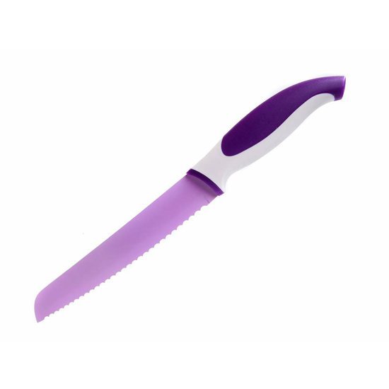 Nerezový nôž na chlieb SIMBIO 19cm, fialový