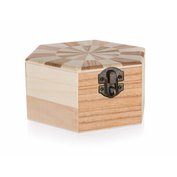 HOME DECOR Krabička drevená CHESS 14 x 12 x 6 cm, 2ks šesťuholník
