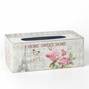 HOME DECOR Krabička na papierové vreckovky plechová HOME SWEET 24 x 13 x 9,5 cm